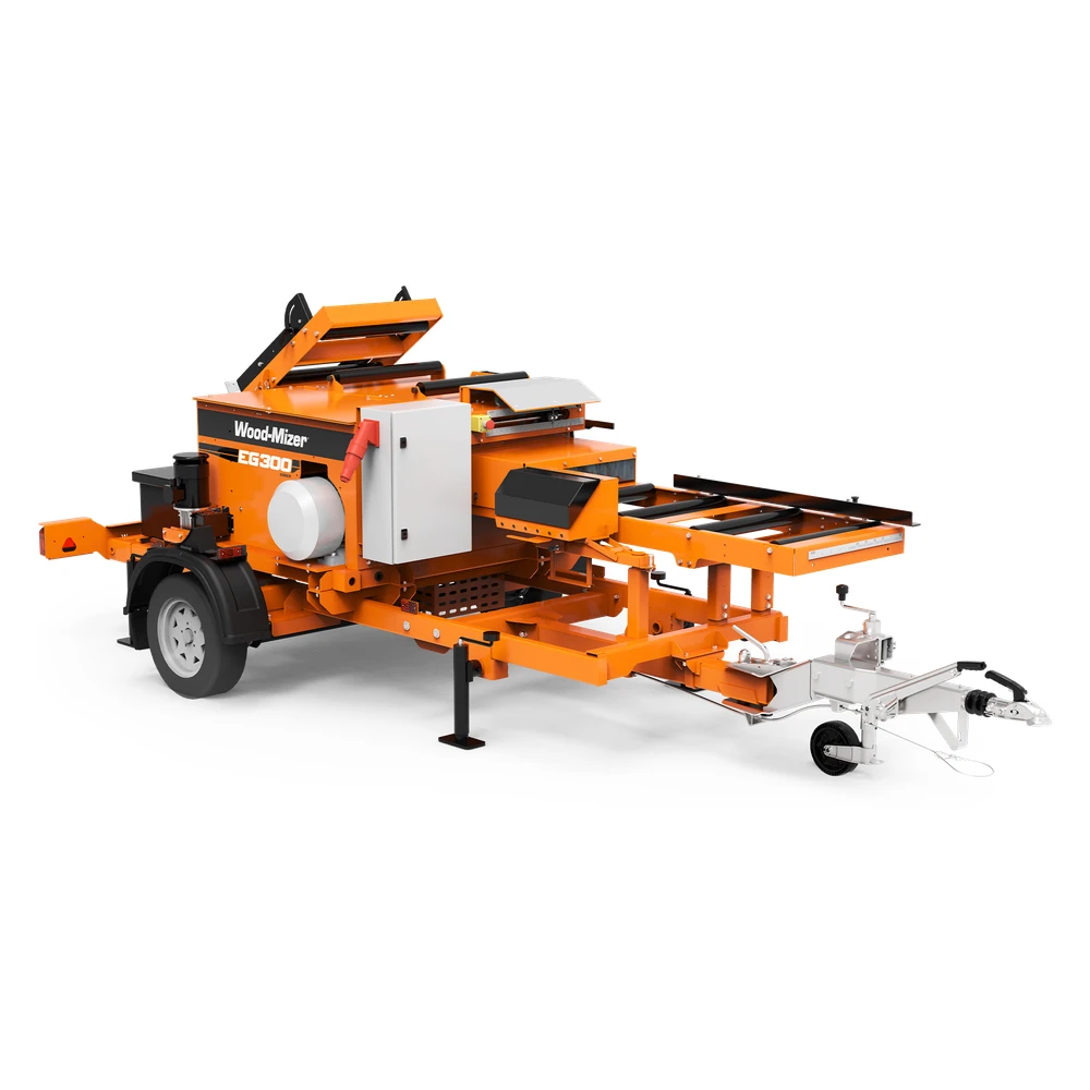 Wood-Mizer EG300 Mobile board edger on its trailer