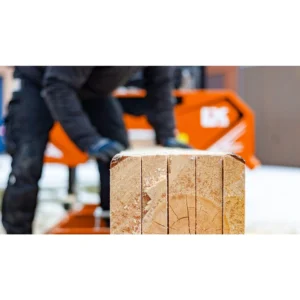 Sawn timber cants beside the Wood-Mizer LX30