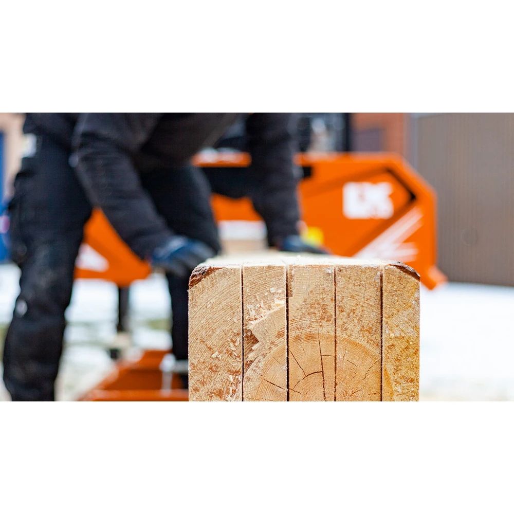 Sawn timber cants beside the Wood-Mizer LX30
